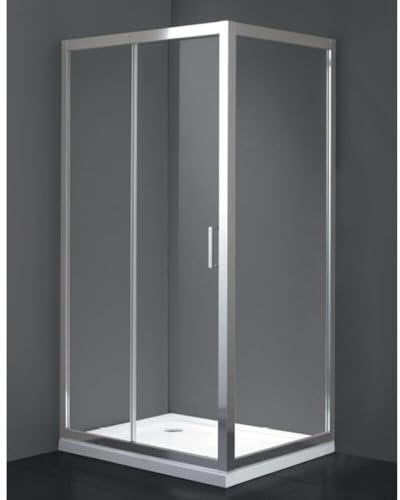 Box Doccia 80x140 Apertura Frontale Scorrevole a Due Cristalli Con Un Lato Fisso Quadro e Rettangolare In Cristallo Temperato trasparente