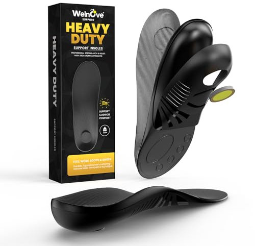 Welnove Plantar Fasciitis Relief Insoles - High Arch Support Inserts - Shoe Inserts for Women & Men - Planter Facetious Relief Support Inserts - Heel Spur Relief Products - Women‘s 7.5-9, Men’s 7-8.5
