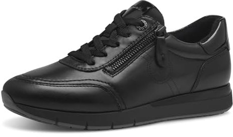 Tamaris Comfort Damen Sneaker flach zum Schnüren mit Reißverschluss, Schwarz (Black Uni), 38 EU