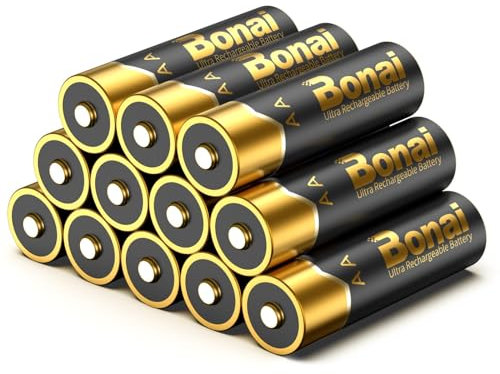 BONAI 2800mah AA Rechargeable Batteries 12 Pack, Ni-mh Rechargeable Battery AA High-Capacity and Pre-charged