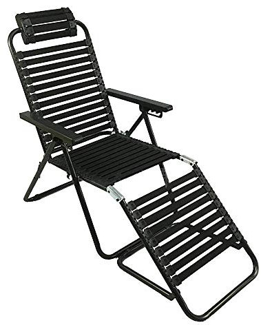 asdchZen Zero Gravity Stuhl, Sonnenliege, verstellbares Gummiband, Liegestuhl, feste Kurve, Kopfstütze, Büro, Outdoor, Terrasse, Balkon, tragbare Sonnenliege (schwarz)