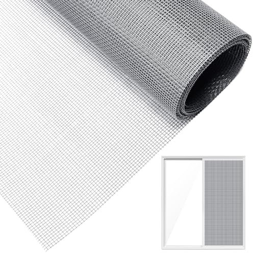 Rete Zanzariera per Finestra, 120 x 250CM Fibra di Vetro Telo Ricambio, Zanzariera per Finestre e Porte, Realizzazione Zanzariere a Telaio Fisso, Tagliabile Rotolo Colore Grigio