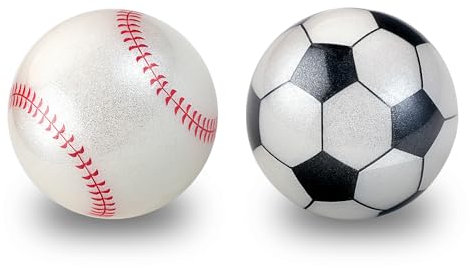 Perixx PERIPRO-303X2F 1,34 Zoll Sport Trackball 2er Pack - Fun Novelty Baseball und Fußball Design - Kompatibel für M570, M575, PERIMICE-517/520/717/720, und andere 1,34 Zoll Trackball Maus