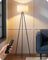 EDISHINE Stehlampe Wohnzimmer, Dreibeinstativ aus Metall, LED Dimmbar per Fernbedienung, Stehleuchte mit Leinen-Lampenschirm, Leselampe für Schlafzimmer, Kinderzimmer, inkl. E27 LED Glühbirne, Schwarz