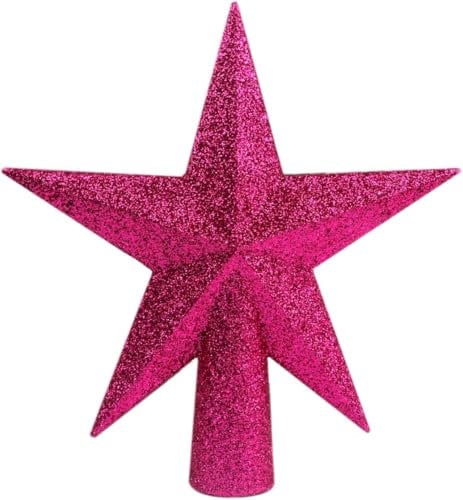 YYCRAFT Glitter Star Tree Topper Christmas Decoration-4 Inch,Hot Pink