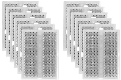 PATIKIL 12pcs Mini Breadboard, Solderless Breadboard Small Breadboard 170 Tie Points Prototype PCB Bread Board Electronics Kit Self Adhesive Plates, SYB-170, Transparent