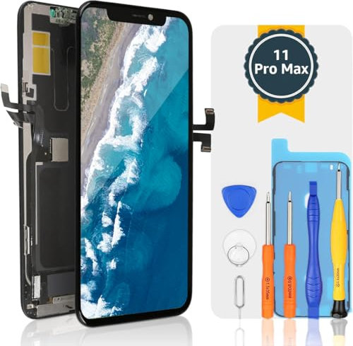 bokman für iPhone 11 Pro Max LCD Display Reparaturset, Full HD LCD-Bildschirm, Montage-Frontplatte mit Reparatur-Toolkits(6,5 Zoll)
