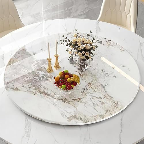 Plato Giratorio de mármol Grande, Plato para Servir de Mesa de Comedor Redondo de 12 mm de Grosor, Bandeja giratoria de 360°, para Organizador de Mesa de Comedor (Color: Blanco, tamaño: 90 c