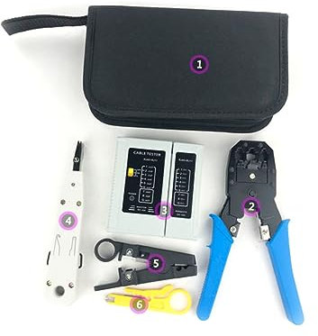 HOMSFOU Kit D'outils Réseau Outil Ethernet Pour Testeur De Câbles Kit De Maintenance Informatique En Métal Dur À Outils Portable En Plastique