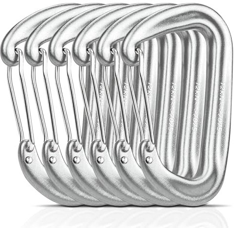 6 Stück Karabinerhaken Groß Schwerlast Alu Karabiner 12KN (1200KG) Belastbarkeit Auswahl aus 7 Farben für Outdoor Hängemattenbefestigung Wandern Camping Camping Rucksackreisen