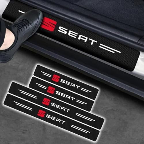 DDGFHGHK 4 Stück Auto Einstiegsleisten Schutzfolie Kohlefaser Türschweller Aufkleber für Seat Leon Cupra Ibiza Tarraco Arosa Ateca Altea Auto Tür Schritt Platte Abdeckung Lackschutzfolie,B