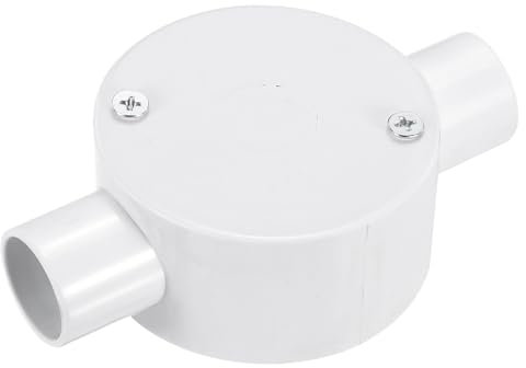 sourcing map PVC Conduit Box Junction Box 2 Way 20mm with Cover, M4 Screws for Home Hose Electrical Conduit Electronic Projects