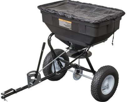 P. Lindberg Streuwagen Anhänger 60L für Rasentraktor, Quad & ATV | Einstellbare Durchflussregelung, Streubreite 3–4 m, großer Vorratsbehälter, Streuer für Saatgut, Salz, Sand und Dünger