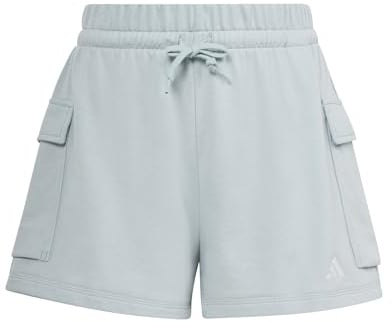 adidas Women's Essentials Small Logo French Terry Cargo Shorts, Wonder Sage/White, XS