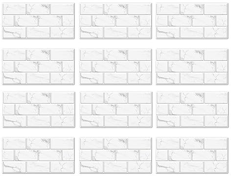 Ronlok 12 Hojas de Baldosas para Salpicaduras de Pelar y Pegar, ImitacióN de MáRmol, Baldosas de PVC para Salpicaduras para Cocina, 12 X 6 Pulgadas, Color