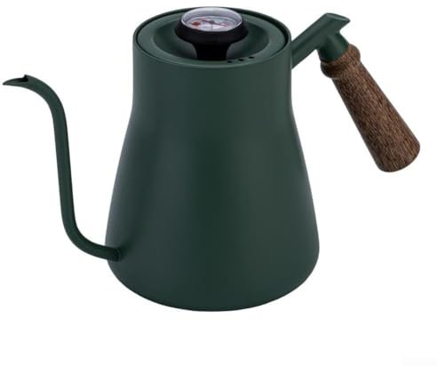 Artisan Kaffeekanne mit Holzgriff für müheloses Übergießen (grün)