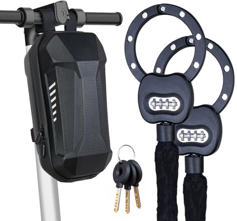 Todeco Antivol Trotinette Electrique, 8mm Chaînes Antivols Velo, Cadenas Trotinette avec Serrure à Code avec Sac de Rangement étanche pour Scooter électrique Vélo électrique Moto