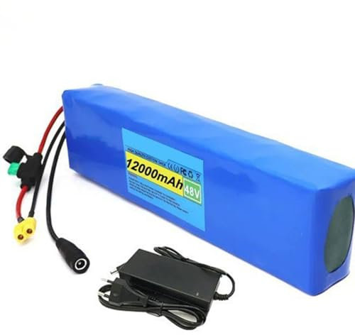 Batterie Vélo 48V 12000mAh 13S2P pour Vélo Et Trottinette Électrique avec BMS Intégré Et 54.6V 2A Chargeur Batterie Li-ION 48V Étanch 48V12AH,T