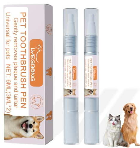 DULZEN 2 Stück Zahnreinigung Hund Stift Pet Oral Repair Gel Stift für Hunde Katzen Zahnstein und Mundgeruch Entfernen