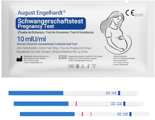 10x Schwangerschaftsteststreifen 10 mIU/ml – Made in Kanada – Über 99 % genau – Ultra-Frühtest – Sensitiver hCG Urintest für Zuhause Kinderwunsch & Früherkennung (10x)