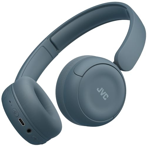 JVC Wireless Headphones with 50H Battery Life, Soft Cushions, Foldable Design, Bluetooth 5.3, Multipoint Connection, App EQ, Built-in Mic – Retro Blue - HAS59WA