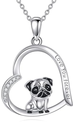 DAYLINLOVE Mops Halskette 925er Sterling Silber Mops Schmuck Geschenke für Frauen