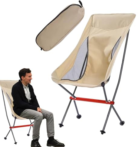 Generisch Folding Camping Chair, Foldable Seat, Ergonomic Fishing Stool, Suitable for Camping, Hiking, Fishing, Backyard, Picnic, Patio, Balcony, Garden, Backpacking