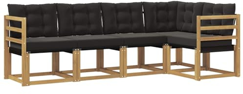 vidaXL Outdoor-Sofagarnitur mit Kissen 5 pcs Weiß und Schwarz, Moderne Garten-Sofaset, wetterfestes Möbel, Bequeme Liege, stilvolles Outdoor-Sitzen für Entspannung