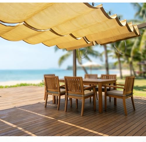 Copertura Retrattile for Pergola, Copertura Ombra Onda Vela，Protezione Solare VelaParasole，Ombra a Onda Vela a Forma di U for Garage Ponte Cortile Tenda(W1.3*L3m/W4.26*L9.84ft)