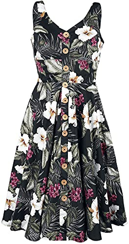 Hell Bunny Tahiti 50's Dress Frauen Mittellanges Kleid schwarz 4XL