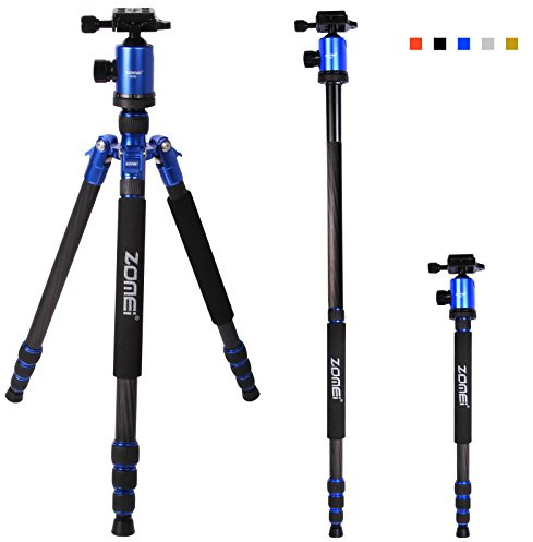 ZOMEI Z818C - Trípode profesional portátil de fibra de carbono para cámara digital y videocámara con cabezal de bola para todos los Canon, Sony, Nikon, Samsung, Panasonic, Olympus, Kodak Fuji