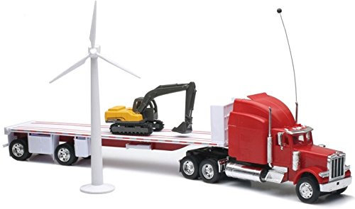 NEWRAY - NEW88825 - Peterbilt 389 6x4 Radio commandé avec remorque 2 essieux, Pelle et éolienne Ech:1/32 - Echelle 1/32