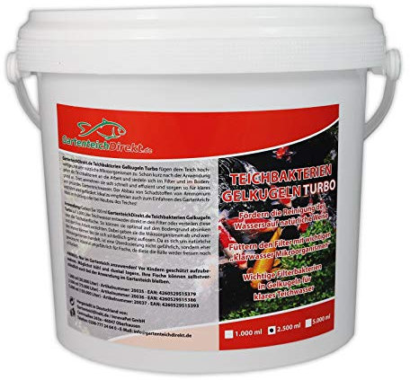 Gartenteich-Direkt Teichbakterien Gelkugeln Turbo (Mikroorganismen und Filterbakterien für den Gartenteich - Für klares Gartenteichwasser, Reinigung des Wassers), Größe:2.5 L