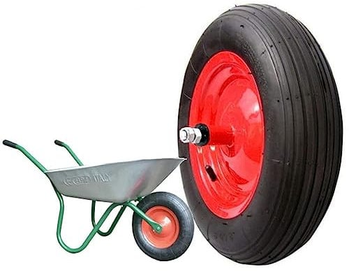 Union EGH08NRE Ruota PNEUMATICA Completa 3.50-8 (2pr) Ricambio per CARRIOLA Modello Vespa ASSE Lungo 155mm Gomma