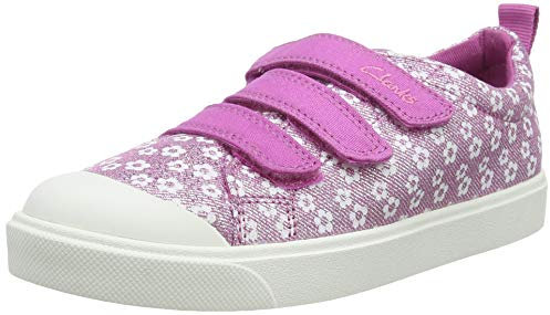Clarks Girl's City Vibe K Low-Top Sneakers, Pink Pink Floral Pink Floral, 12.5 UK Child