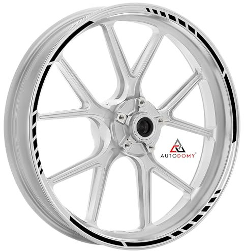 Autodomy Set Completo per 2 Ruota Adesivi Cerchi Moto Sport 15-19 Pollici | Riflettente Adesivi x Cerchi Moto Resistente Pioggia e UV | Strisce Adesive per Auto e Scooter | Colore Nero