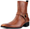 COWSDELLA =Stivali da uomo in pelle con suola in gomma Stivali da Moto da Motociclista Cowboy con cerniera Chukka Stivaletti Classico Tacco Alto &B25
