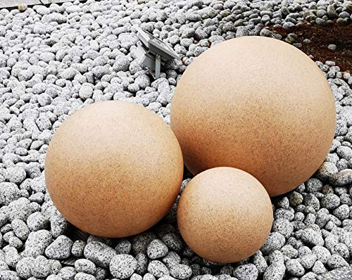 Trango 3er Set 23400S IP65 Kugelleuchte mit 20/30/40cm ? in Sandstein-Optik Gartenkugel *SANDSTONE* mit je 5 Meter Kabel & E27 Fassung Kugellampe Gartenleuchte Außenleuchte ohne Leuchtmittel