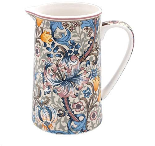 The Leonardo Collection LP94498 Golden Lily Milk Cream Jug, William Morris Pattern, Fine China, 13x9x14cm, Boxed