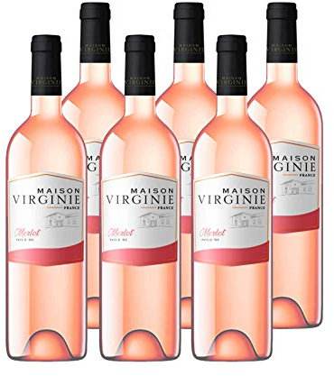 Maison Virginie - Merlot - IGP Pays d'Oc - Vin Rosé - Millésime 2020 - Lot de 6 bouteilles x 75cl