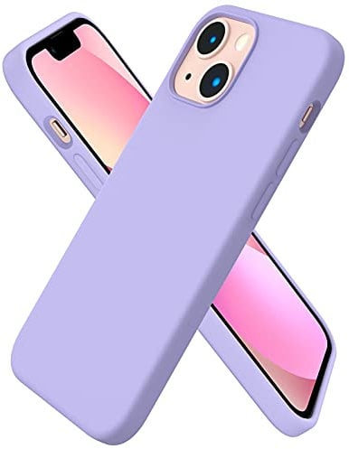 ORNARTO Compatible with iPhone 13 Mini Case, Slim Liquid Silicone 3 Layers Full Covered Soft Gel Rubber with Microfiber Case Cover 5.4 inch-Light Purple