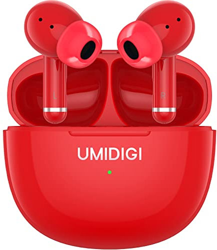 UMIDIGI Bluetooth Kopfhörer, Wireless Earbuds,AirBuds Pro In-Ear Kopfhöhrer, Wireless Bluetooth 5.1 Con 3 HD Microfono,Sport In-Ear,IPX5Wasserdicht,Aufbewahrungsbox mit Ladefunktion (Rot)