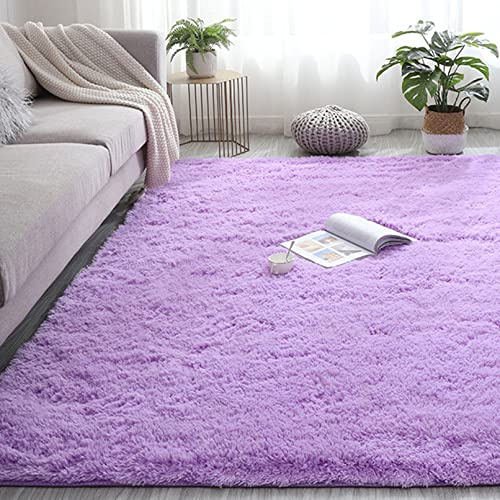 CHBIN Kunstfell 100x120cm Hochflor Teppich Super Weich Teppich Küchenteppich Faux Lammfell Flauschig für Bettvorleger Sofa Matte Oder Schlafzimmmer Deko Usw, Lila