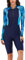 FEOYA Women One Piece Swimsuit, Long Sleeve Surfing Swimwear with Front Zip, Floral Print Athletic Swimwear Boyshort Blu L