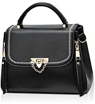 NICOLE & DORIS Damen Handtaschen Klein Tasche Elegante Frauen Umhängetasche Designer Schultertaschen PU Leder Messenger Bag Tragetasche Damen mit Abnehmbar Schultergurt Schwarz