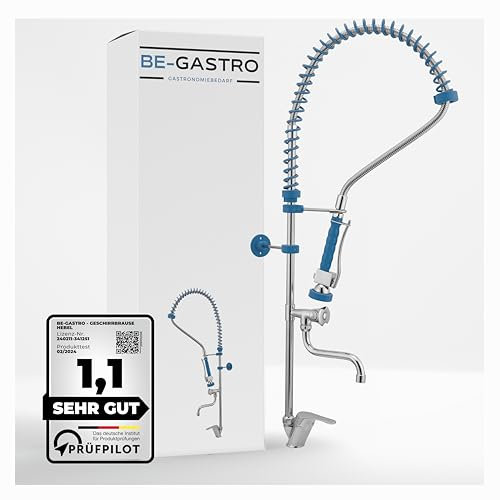 BE-GASTRO® I Profi Gastro Geschirrbrause Einloch Premium Hebelgriff inkl. Wasserhahn, Mischbatterie & ergonomischem Hebelgriff I Gastrobrause mit Zubehör, Gastronomie Armatur blau