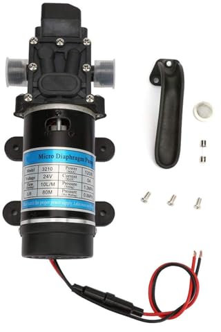 Pompe à diaphragme, Pompes à Eau 12V/24V 120W, 10L/m Pompe à amorçage Automatique à diaphragme Haute Pression avec Interrupteur de Pression Caravane/Bateau/Camping-Car/Jardin (24V)