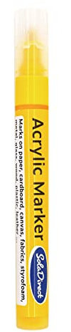 SolaDirect Yellow Permanent Marker Pen, Bullet Tip 2.5 mm Point, Acrylic Paint Based, Multi-Surface, Work on Stone, Wood, Leather, Fabric, Plastic, Rubber, Glass, Cardboard