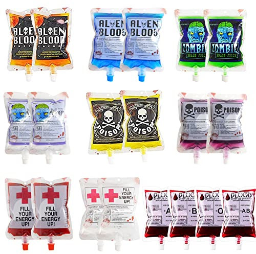 COLEESON 20 Stück Halloween Blutbeutel, 250ML Vampir Party Deko, Zombie, Cosplay, Party (20pcs)