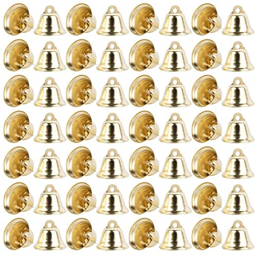 AUEAR, 120 Stück goldene Mini-Glöckchen, kleine Freiheitsglocken, 26 mm, dekorative Glocken, Weihnachtsbaumschmuck für Party, Windspiele, Urlaubsdekoration, Basteln